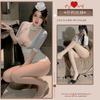 Mei Nai'Er Lencería Sexy Body de una Pieza Sexy Falda de Cadera de Secretaria Body de Escote Profundo Uniforme Traje de Falda Pijama Tentación