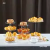 Soporte de Pastel Acrílico Tres Niveles Transparente Redondo Tridimensional Mesa de Postres Soporte de Exhibición Multicapa Soporte de Exhibición para Bodas Cumpleaños