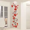 Enredadera de Flor de Rosa Pegatinas de Pared Acrílicas 3D para Entrada de Sala de Estar, Comedor, Pared de Fondo de TV, Decoración de Habitación Pegatinas de Pared