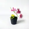 Mini 3 orquídeas Phalaenopsis artificiais em vasos aveludados, fornecimento de exportação direta, flores artificiais de toque realista, bonsai, adereços para fotografia