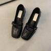 Zapatos de Tacón Alto Retro de Punta Cuadrada, Zapatos Planos de Boca Baja para Mujer, Nuevo Estilo de Primavera y Otoño, Estilo Francés, Estilo de Noche, Tacón Grueso, Zapatos de Cuero Pequeños Mary Jane