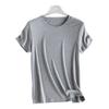 [Processamento e Personalização] Top Básico Yuyue de Seda de Amora Ombro Direito Manga Curta Gola Redonda Cor Sólida Camiseta de Manga Curta para Mulheres