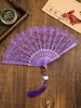 Abanico de Encaje Retro Europeo para Mujer Verano Abanico de Orquídea Accesorios para Fotografía de Danza Performance Abanico Plegable