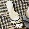 ¡En stock! ¡Uso bidireccional! Preciosas pantuflas de lunares con lazo y punta abierta para mujer, sandalias de verano estilo francés con tacón grueso