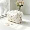 Bolsa de Maquillaje Acolchada Transfronteriza con Adorno de Encaje Bolsa de Almacenamiento de Gran Capacidad Bolsa de Tocador Portátil para Viaje Bolso de Mano
