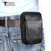 Bolso para teléfono móvil de cuero genuino para hombre, personalizado por el fabricante, estilo casual de negocios, pequeño bolso multifuncional para la cintura, bolso pequeño para colgar con cinturón.