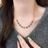 Colar Redondo Ajustável com Zircônia e Puxador para Mulheres, Corrente Elegante para Suéter, Acessório de Pescoço de Nicho