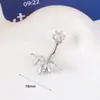 Anillo de ombligo de acero inoxidable con forma de lazo, moda europea y americana, completo con diamantes, clavo de ombligo de corazón, clavo de ombligo de mariposa con gota de aceite, perforación de ombligo