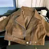 Chaqueta de Cuero para Niñas 2026 Primavera y Otoño Nuevo Estilo Motocicleta Fresca Cuello Solapa Cremallera Corta Chaqueta de Cuero PU para Niñas