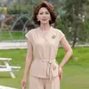 Atuendo de Verano para Mamá Joven: Conjunto de Camiseta de Manga Corta 2026 Nuevo Verano Casual Pantalones de Pierna Ancha Conjunto de Dos Piezas para un Look Juvenil