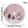 Falda para árbol de Navidad transfronteriza con borde dorado, estampado creativo de Papá Noel, delantal decorativo para base de árbol de Navidad