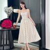 2026 Nuevo Vestido Largo de Verano para Mujer Estilo Europeo y Americano Retro Francés con Lunares para Adelgazar la Cintura con Tirantes 9783