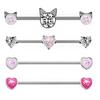 Gabe Pendientes Europeos y Americanos de Gato Aobao Circonita Pendientes de Acero Inoxidable Forma de Corazón Aobao Circonita Pendientes de Puente de Oreja Piercing