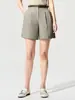 Pantalones Cortos Casuales de Lino Lang* con Pierna Recta, Verano Delgados de Cintura Alta Estilo Old Money Transpirables Sueltos