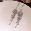 Pendientes de Gancho con Borla de Flor Esmaltada con Circonita Cúbica Retro Francesa Pendientes de Diseño de Moda Pendientes de Estilo de Corte Pendientes de Nicho Venta al por Mayor