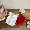Conjunto de Dos Piezas de Moda para Niñas de Verano: Moda Elegante para Niña Pequeña Ropa de Bebé Chaleco de Dibujos Animados con Manga Floral Pantalones Cortos de Lunares