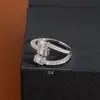 Anel Aberto Quadrado de Diamante de Três Fileiras com Zircônia Microincrustada, Estilo Ins Transfronteiriço, para Mulheres, Joia Elegante e de Alto Padrão