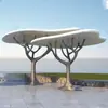 Gran Cenador con Forma de Paraguas de Acero Inoxidable, Pabellón Hongo de Parque, Estructura de Pabellón Nube Pétalo, Escultura de Árbol Paisajística