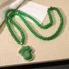 Nueva Cadena de Suéter de Alto Gama Estilo Chino, Versátil para Otoño e Invierno, con un Sentido de Sofisticación, Joyería de Collar, Accesorio de Vestimenta Estilo Nacional, Colgante Ruyi Verde