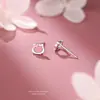 Brincos de Prata Esterlina S925 com Desenho de Animal Gato Fofo para Mulheres, Modernos, Compactos, Simples e Infantis, Tarraxas de Orelha Hello Kitty