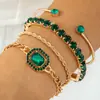 Moda Transfronteriza Europea y Americana Pulsera Retro Francesa Gema Esmeralda Mariposa Incrustada Diamante Pulsera Abierta Al Por Mayor