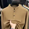 Moletom de veludo catiônico dupla face para homens, novo modelo outono e inverno 2026, gola alta estilo chinês, camiseta básica casual e quente para homens