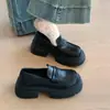 Mocasines de tacón grueso y suela gruesa para mujer petite, Novedad Otoño 2026, Estilo Británico Vintage, Zapatos de piel sin cordones