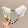 Diadema linda de orejas de gato para mujer, accesorios de disfraz de Halloween, pasador de felpa, tocado, diadema nueva 2023