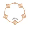 Pulsera de Trébol de Cuatro Hojas y Cinco Flores CNC Oro V Delgado Flor Nueva Edición Artesanía Fina Cadena Gruesa de Nueve Secciones Pulsera de Trébol de Cuatro Hojas de Nácar Blanco Natural