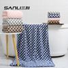 Toalla Sanli nueva toalla de baño a rayas de cuadros toalla de baño grande para adultos teñida en hilo costura toalla de baño grande vellón coral envoltura de belleza toalla de baño