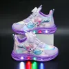 Zapatos deportivos para niños al por mayor con luces, nuevo modelo otoño 2026, zapatos de piel impermeables para niñas, zapatos de correr antideslizantes para niños pequeños y niños pequeños