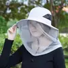 Chapéu Anti-Mosquito para Uso Externo para Homens e Mulheres, Chapéu de Pesca com Proteção Facial, Proteção Solar, Máscara de Malha Respirável, Chapéu à Prova de Insetos para Pesca Noturna e Apicultura