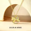 Acessórios de Colar de Cavalo de Madeira Desenho Animado Novo Estilo Chinês Tendência para Mulheres, Corrente Versátil de Ouro para Clavícula