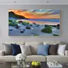 Pintura decorativa HD de una sola pieza Playa del Atardecer para sala de estar, mural de pared de fondo para sofá, pintura colgante horizontal para cabecera de dormitorio