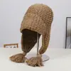 2025 Novo Chapéu de Tricô Liso Simples Elegante para Outono e Inverno Versátil Casual Quente à Prova de Vento Chapéu Casual para Proteção das Orelhas