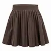 Falda plisada de punto de cintura alta para otoño e invierno para mujer Hilo coreado transfronterizo Caída Línea A Dobladillo ancho Vestido Estilo casual Falda de paraguas