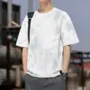 Moda de Verano Tallas Grandes Versátil de Moda Marca Cuello Redondo Manga Corta Jersey Estilo Hong Kong Holgada Camisa para Hombre