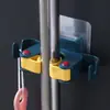 Estante para Mopa de Dos Colores para el Hogar Sin Clavos Colgante de Pared para Baño Pinza para Mopa Gancho de Pared para Baño Pinza para Escoba Estante para Escoba Sin Rastro