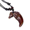 Colar Pingente Dente de Animal Imitação Estilo Retrô Europeu e Americano, Colar com Cordão de Couro Trançado Feito à Mão, Suprimento Versátil de Acessórios Masculinos