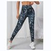 Calça Legging Cropped Esportiva Yoga Fitness Corrida Estampada Multicolor de Verão com Bolso Redondo ZT Bolso Redondo