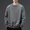 Sudadera Estampada de Cuello Redondo para Hombre, Nueva de Primavera y Otoño, Holgada, Gruesa, de Manga Larga, Jersey, Camisa Base Versátil de Moda para Hombres Modernos