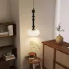 Lámpara colgante de mesita de noche retro americana, lámpara colgante de estilo vintage de latón y madera maciza con vidrieras para ambiente de mesa de comedor y barra de bar