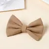 Presilha de Cabelo com Laço de Tecido Cor Sólida Estilo Coreano para Meninas, Presilha Bico de Pato Amiga do Cabelo, Algodão Linho Feito à Mão, Presilha para Borda do Cabelo para Bebês Meninas