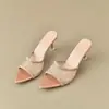 Zapatos Casuales de Malla con Tacón Fino y Punta Fina, Abiertos, de Tacón Alto para Usar al Aire Libre, Sandalias Elegantes de Venta Caliente Estilo Coreano para Mujer, Nuevo Modelo Verano 2025