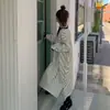 2025 Nuevo Otoño e Invierno Estilo Coreano para Mujer Suelto Largo hasta la Rodilla Cuello Redondo Vestido Falda Larga Sudadera de Manga Larga Rayada