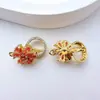 Banho de Cobre com Ouro Real, Conserva a Cor, Ouro 18K Incrustado com Zircônia Borboleta Flor de Cerejeira Pérola Fecho Pulseira Colar Artesanal DIY Acessórios para Miçangas