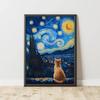 Ventas Calientes Transfronterizas Creativo Pintura al Óleo Van Gogh Gato Estrella Dormitorio Sala de Estar Lienzo Pintura Decorativa Núcleo Pintura Colgante Sin Marco