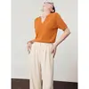 Blusas Femininas Novo Estilo Viagem Malha Fina Gola V Manga Curta Roupas de Verão 2026 Transmissão ao Vivo Dropshipping Distribuição