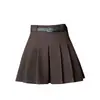 Nueva falda plisada de otoño e invierno, versátil, adelgazante, de cintura alta, de lana, color café para mujer