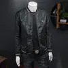 Moda Masculina Tendencia Europea Nueva Primavera y Otoño Patrón Oscuro Corte Delgado Cuello de Béisbol Chaqueta Casual